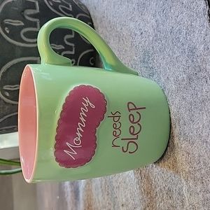 Mom's Ceramic coffee mug pink and Green